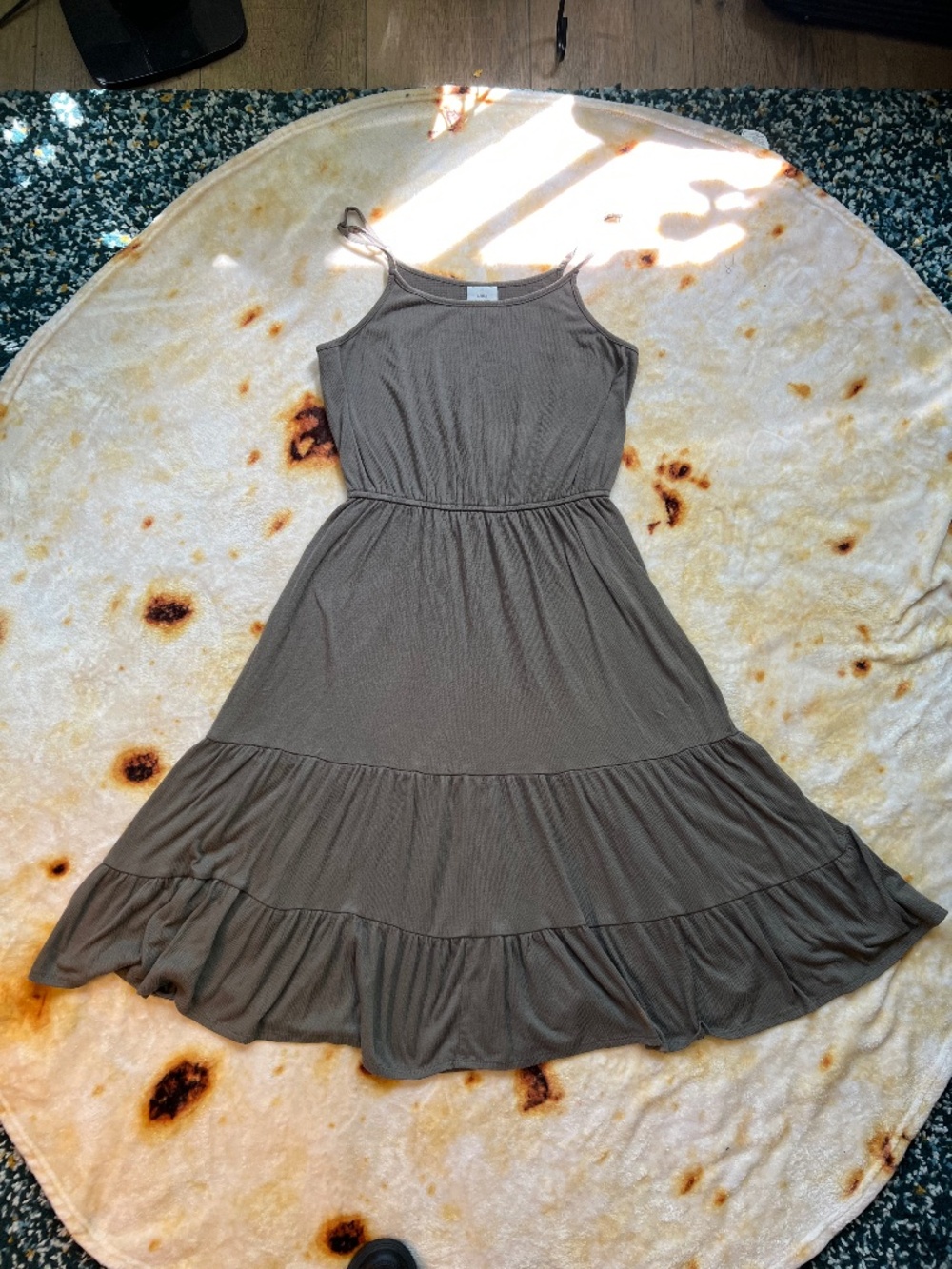 Spaghetti Strap Olive Midi Dress